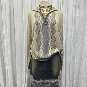 Vintage 90's Preppy Grandpa Tan Sweater (L)